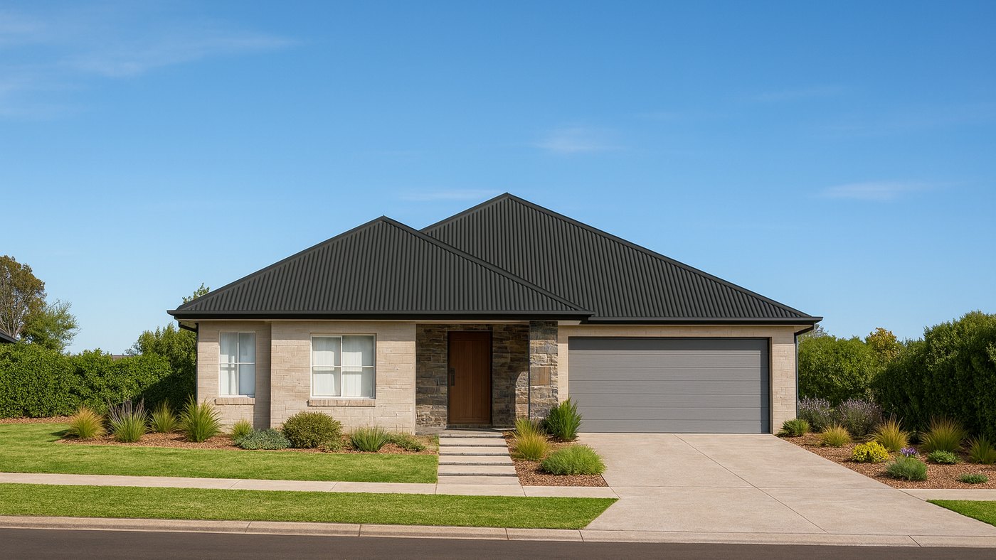 Photoreal street render of a designed home